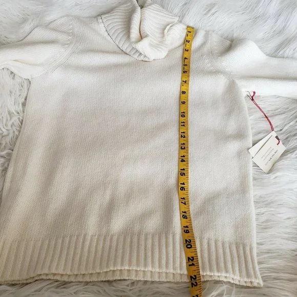 NWT by Anthropologie Short Sleeve Sweater Turtleneck Cream White Soft Size XS - Picture 8 of 11